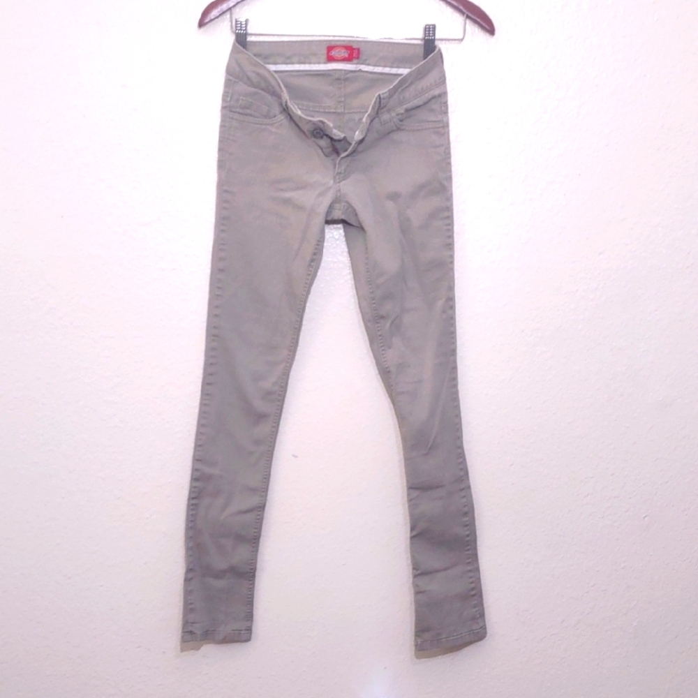 USED DICKIES SIZE 1 JUNIOR TAN 4 POCKETS SLIM FIT STITCHING IS COMING APART
